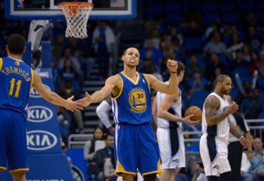 Stephen Curry, Jameer Nelson, Klay Thompson