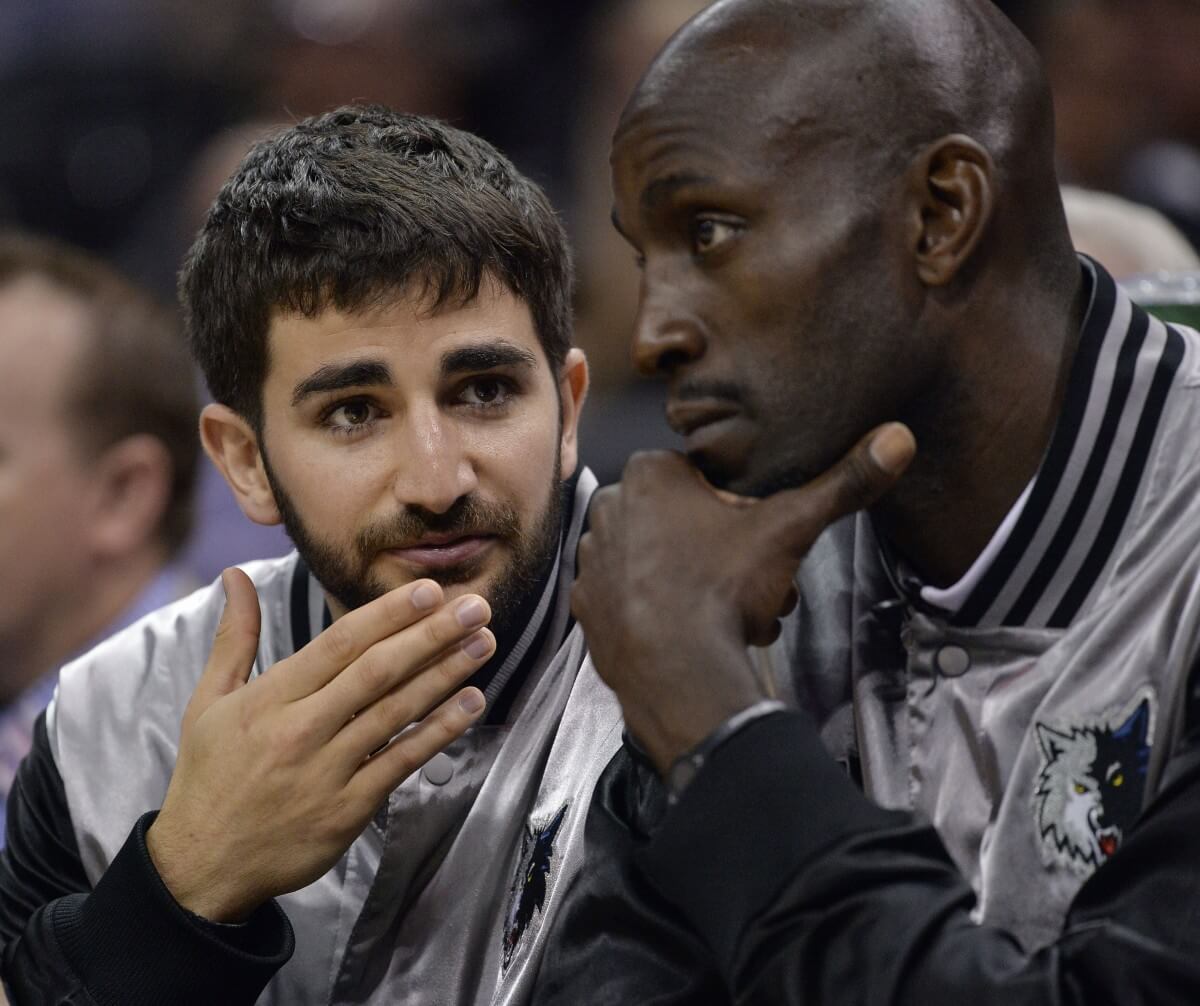 KG sitting on the bench because he's old. (AP)