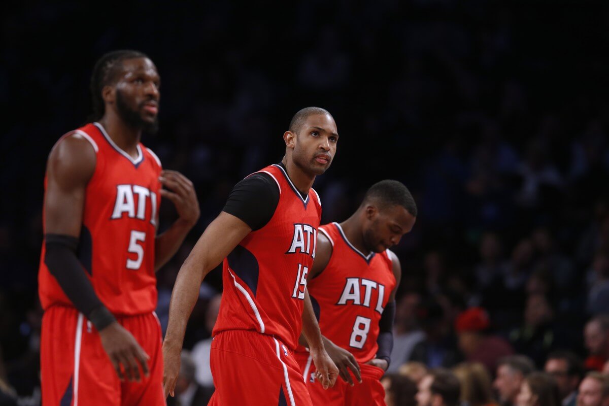 Al Horford (center) hit the biggest dunk of the night. (AP)