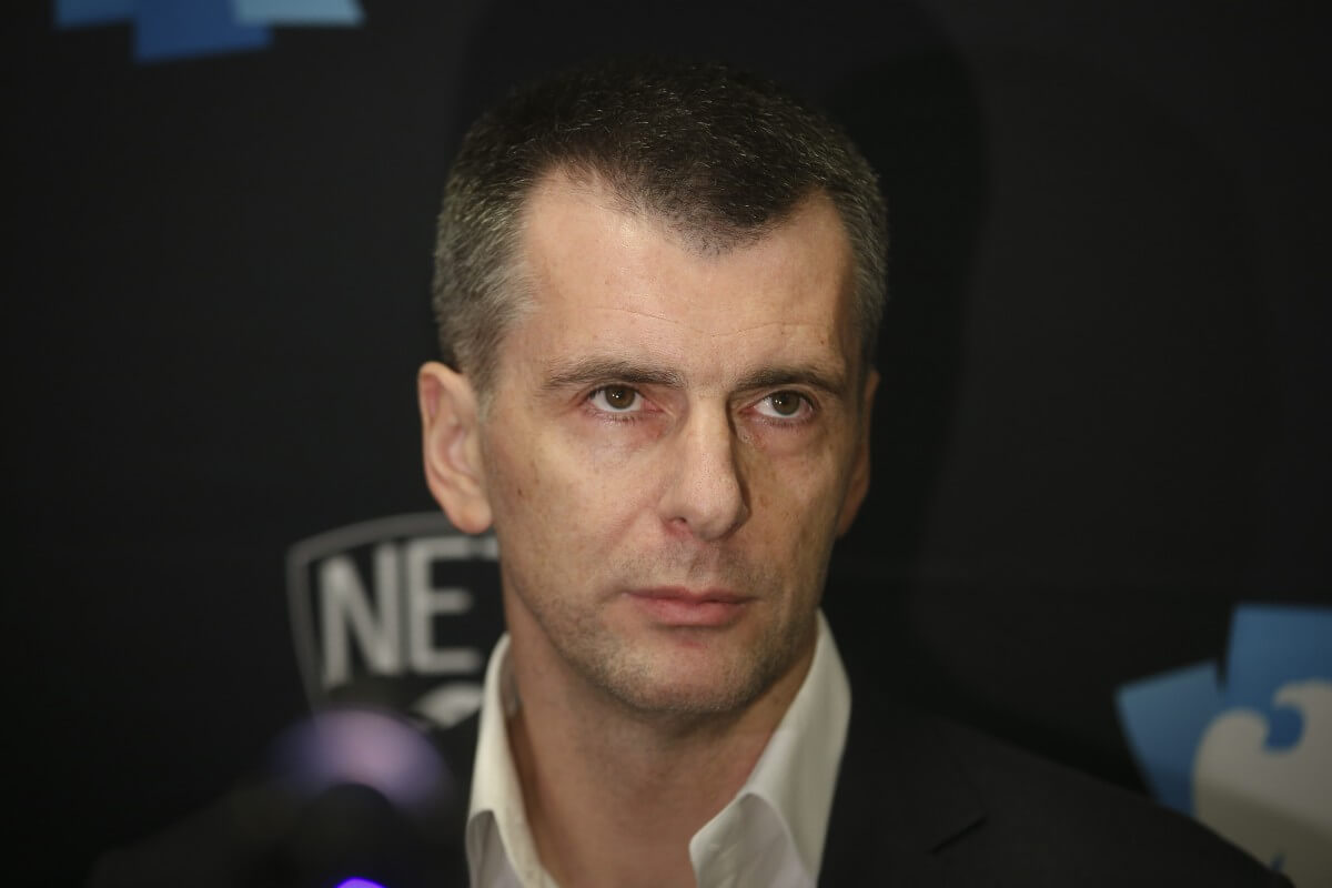Mikhail Prokhorov answers questions Monday night.