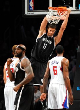 Brooklyn Nets Reggie Evans, Brook Lopez, Blake Griffin, DeAndre Jordan