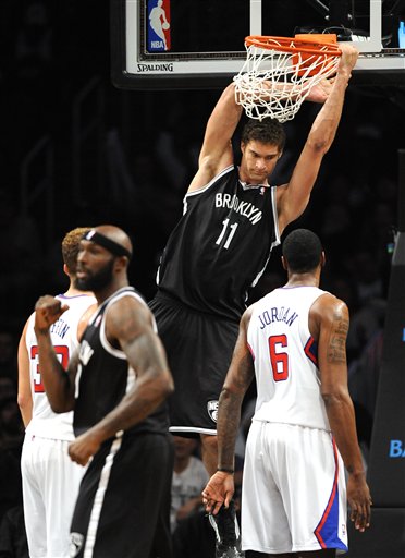 Brooklyn Nets Reggie Evans, Brook Lopez, Blake Griffin, DeAndre Jordan