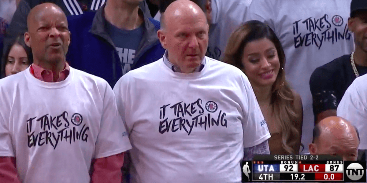 Clippers owner Steve Balmer after Johnson's game five dagger.