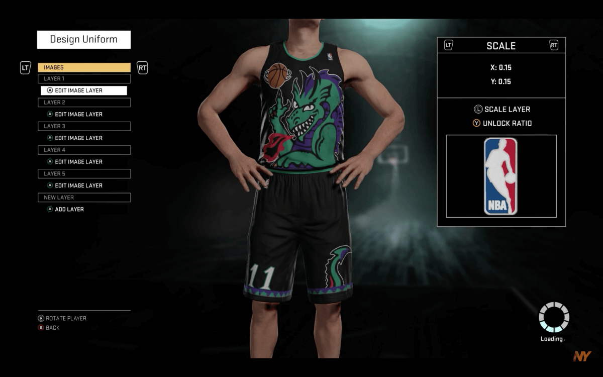 A rendering of the Swamp Dragons jersey from the video.