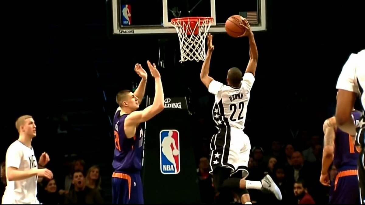 Markel Brown wakes up the crowd with a throwdown