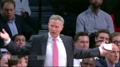 VIDEO: Sixers Coach Brett Brown Grabs Live Ball